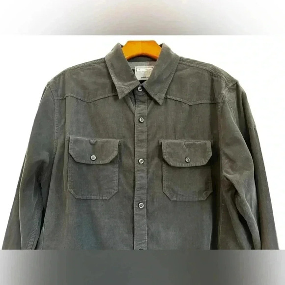 Public Opinion Gray Corduroy Long Sleeve Shirt Size M - Picture 3 of 16
